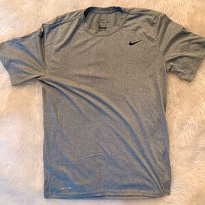 Nike Dri-Fit T-Shirt MT Gray Swoosh Train Gym Run Active Wear Tee